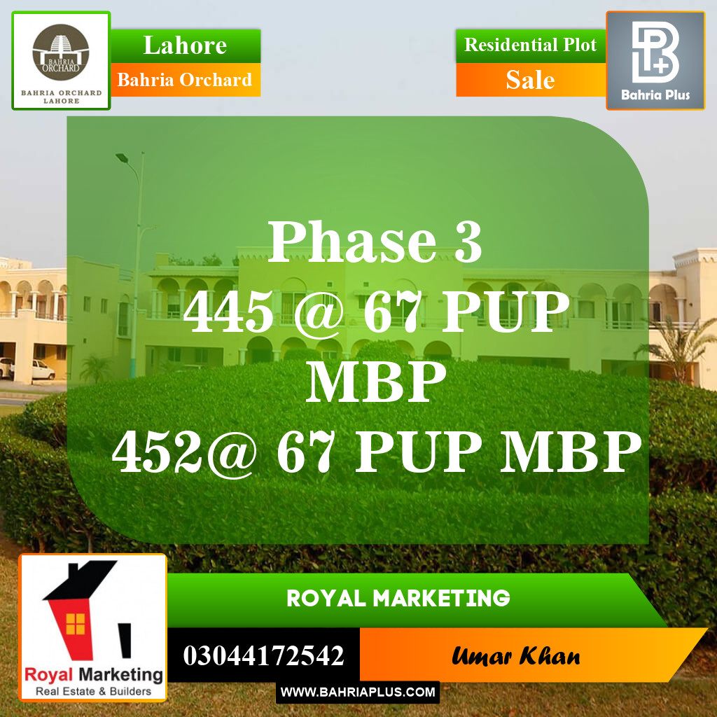 Residential Plot for Sale in Bahria Orchard, Lahore - (BP-150362)
