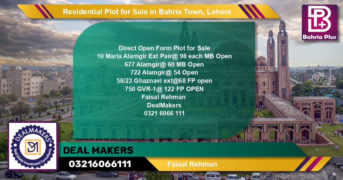 Residential Plot for Sale in Bahria Town, Lahore - (BP-150382)