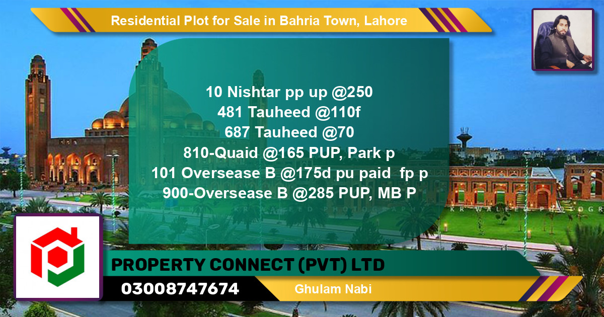 Residential Plot for Sale in Bahria Town, Lahore - (BP-150402)
