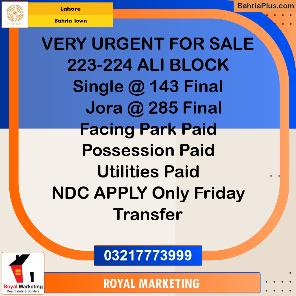 Residential Plot for Sale in Bahria Town, Lahore - (BP-150451)