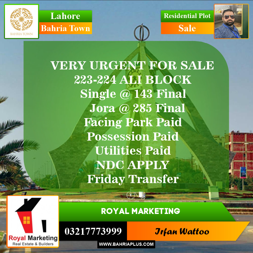 Residential Plot for Sale in Bahria Town, Lahore - (BP-150481)