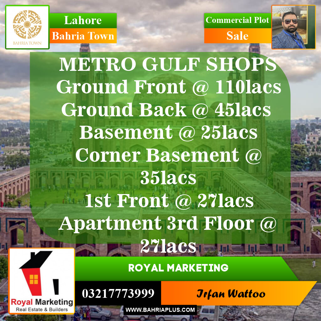 Commercial Plot for Sale in Bahria Town, Lahore - (BP-150493)