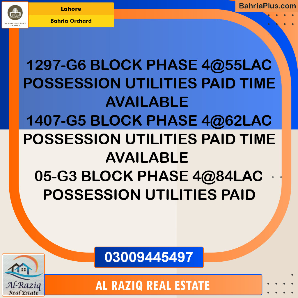 Residential Plot for Sale in Phase 4 - G6 Block -  Bahria Orchard, Lahore - (BP-150522)