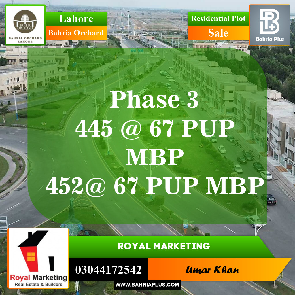 Residential Plot for Sale in Phase 3 -  Bahria Orchard, Lahore - (BP-150540)