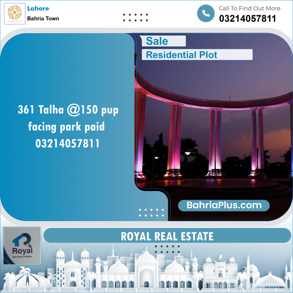 Residential Plot for Sale in Sector F - Talha Block -  Bahria Town, Lahore - (BP-150545)