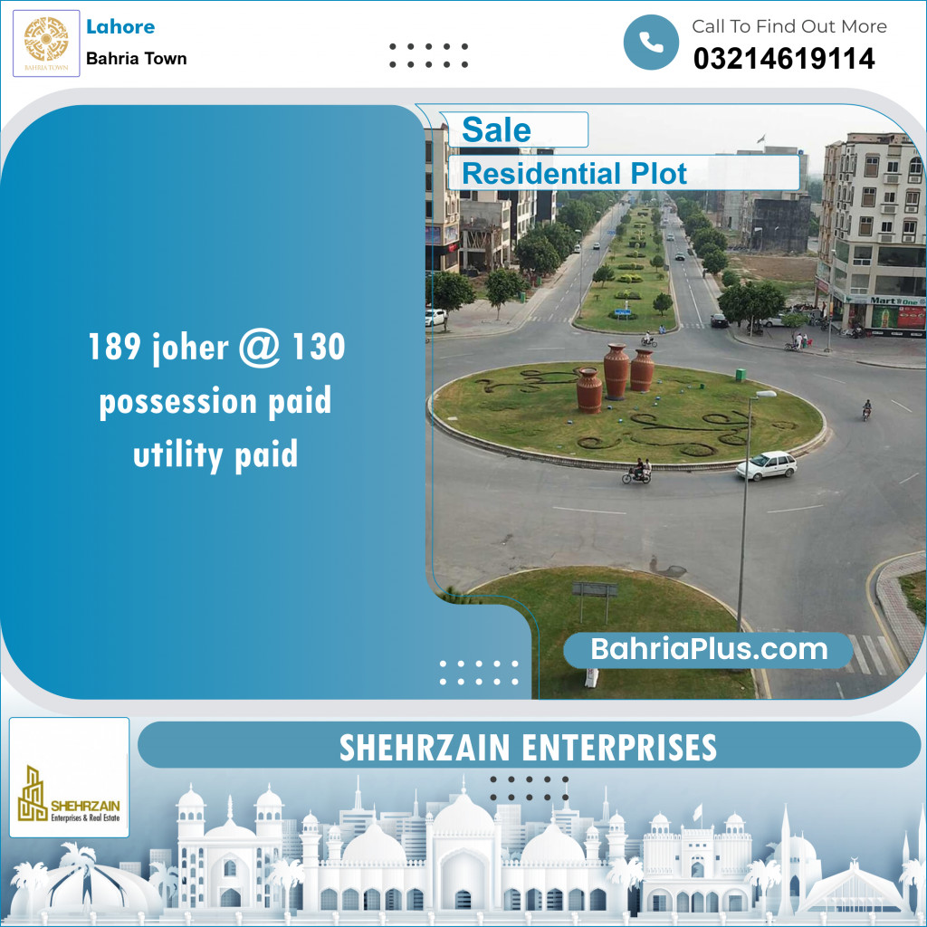 Residential Plot for Sale in Sector E - Johar Block -  Bahria Town, Lahore - (BP-150562)
