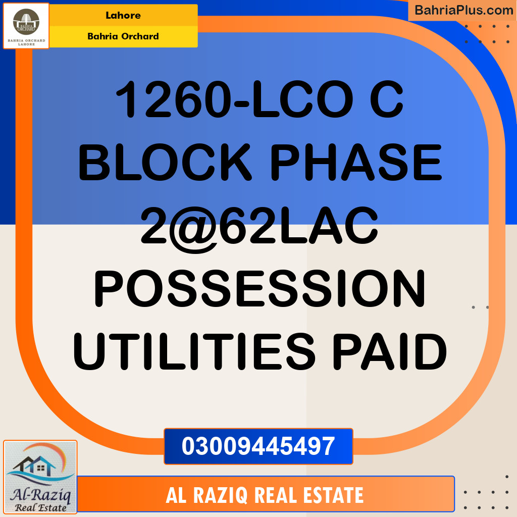 Residential Plot for Sale in Phase 2 - C Block -  Bahria Orchard, Lahore - (BP-150586)