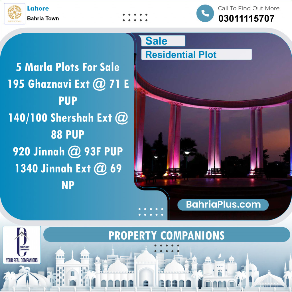 Residential Plot for Sale in Sector F - Ghaznavi Ext. Block -  Bahria Town, Lahore - (BP-150638)
