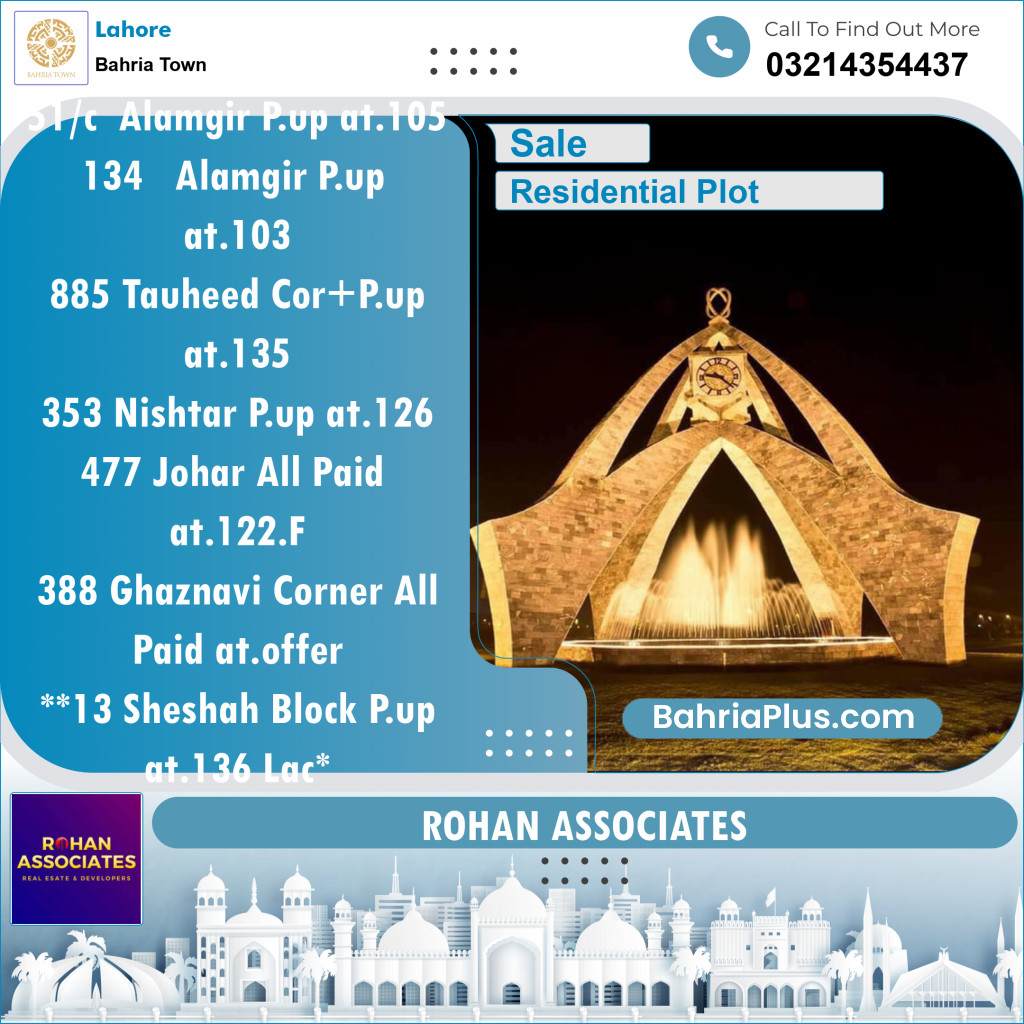 Residential Plot for Sale in Bahria Town, Lahore - (BP-150647)