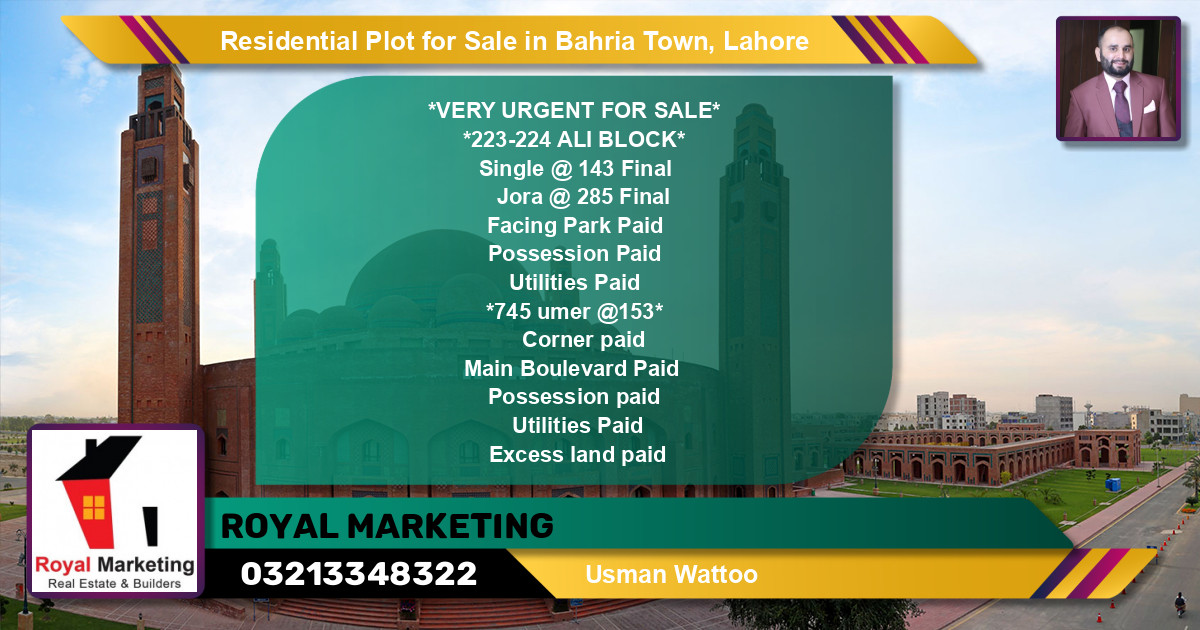 Residential Plot for Sale in Bahria Town, Lahore - (BP-150655)