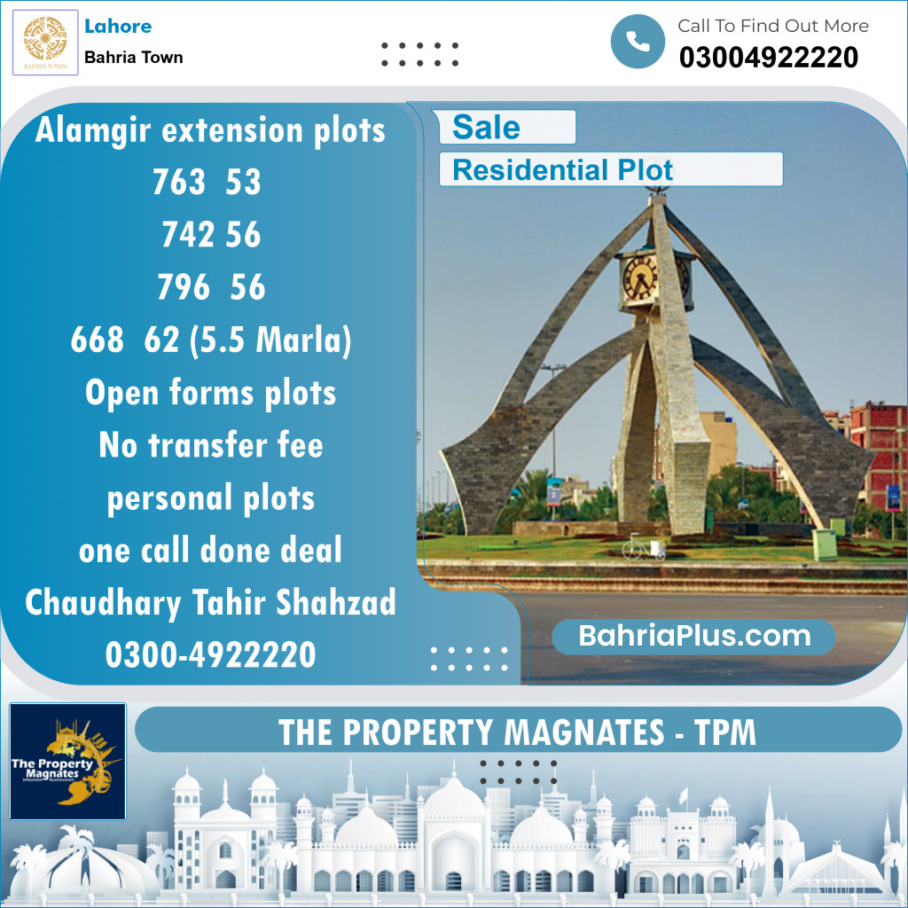 Residential Plot for Sale in Bahria Town, Lahore - (BP-150702)