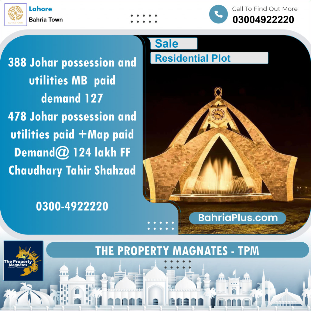 Residential Plot for Sale in Bahria Town, Lahore - (BP-150710)