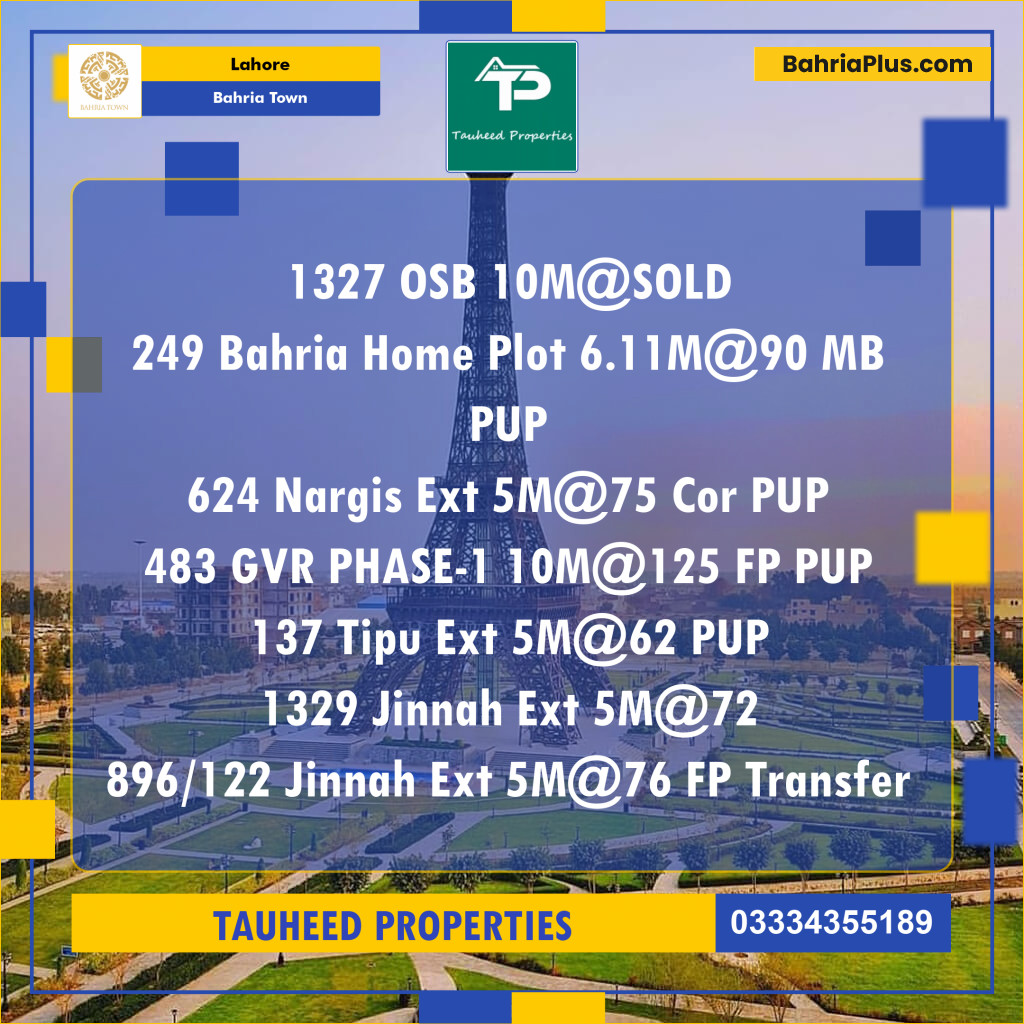 Residential Plot for Sale in Bahria Town, Lahore - (BP-150725)