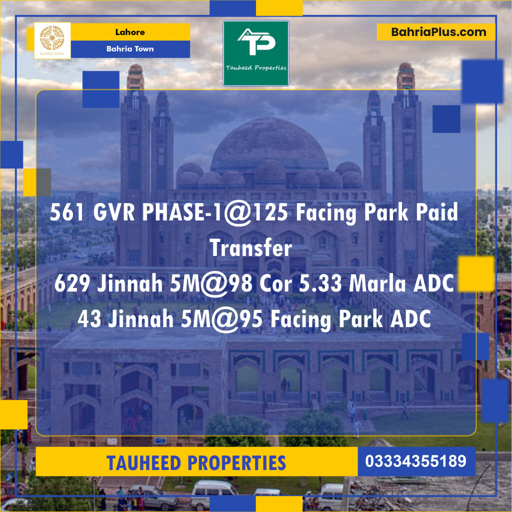 Residential Plot for Sale in Bahria Town, Lahore - (BP-150737)