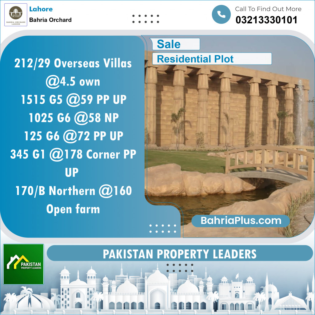 Residential Plot for Sale in Bahria Orchard, Lahore - (BP-150744)