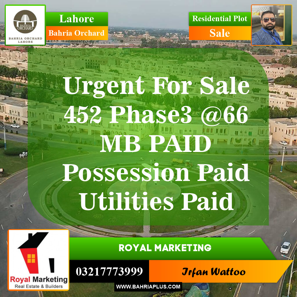 Residential Plot for Sale in Phase 3 -  Bahria Orchard, Lahore - (BP-150777)