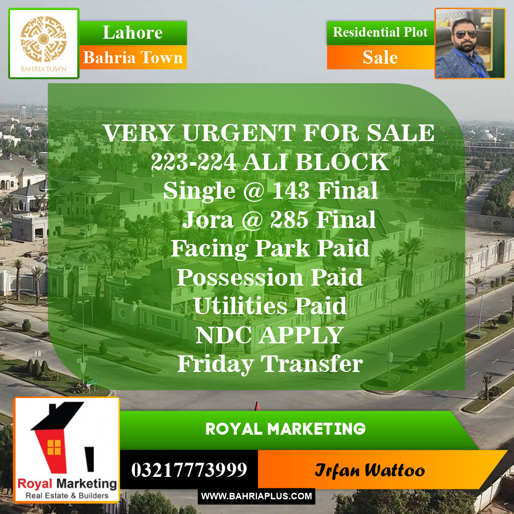Residential Plot for Sale in Bahria Town, Lahore - (BP-150791)