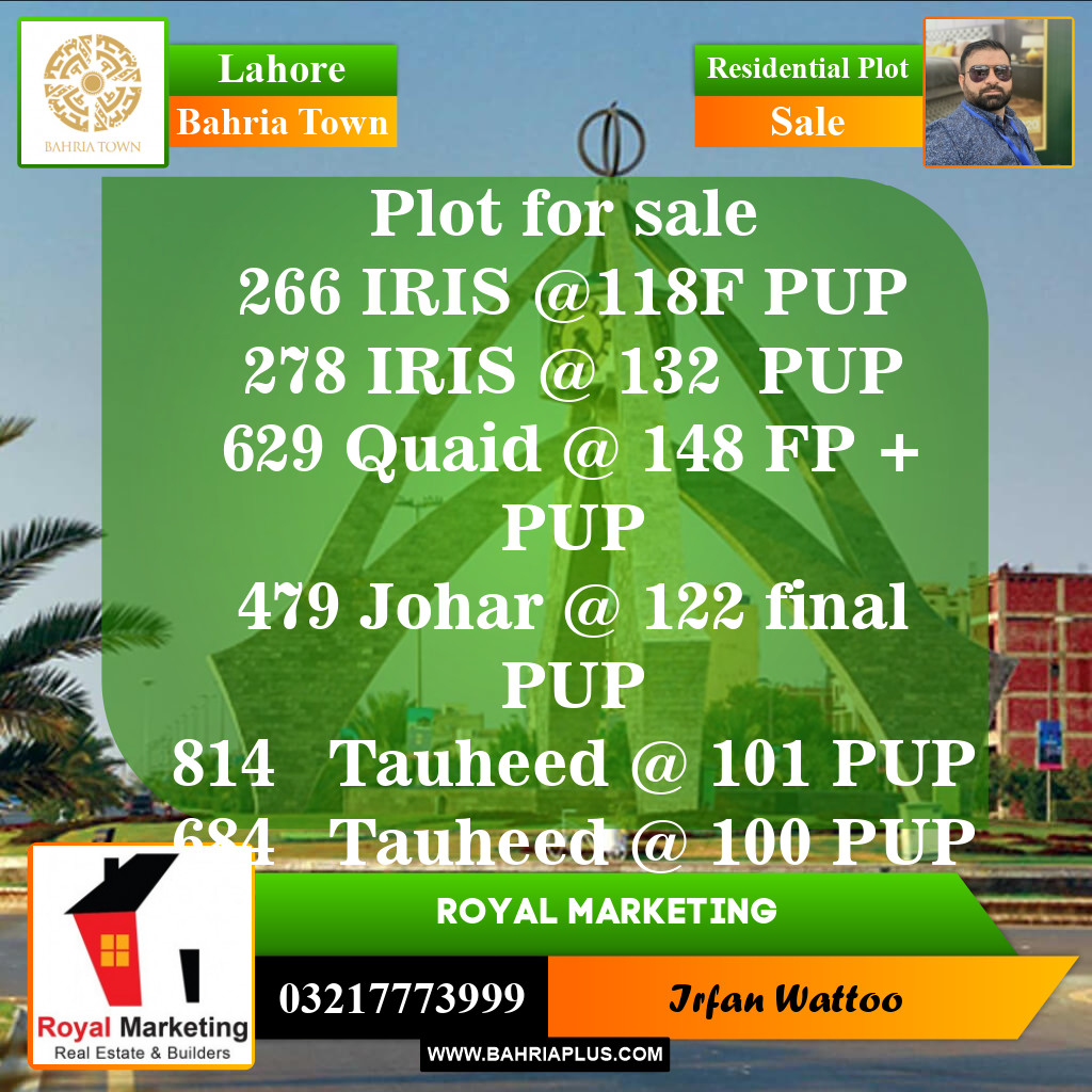 Residential Plot for Sale in Bahria Town, Lahore - (BP-150798)