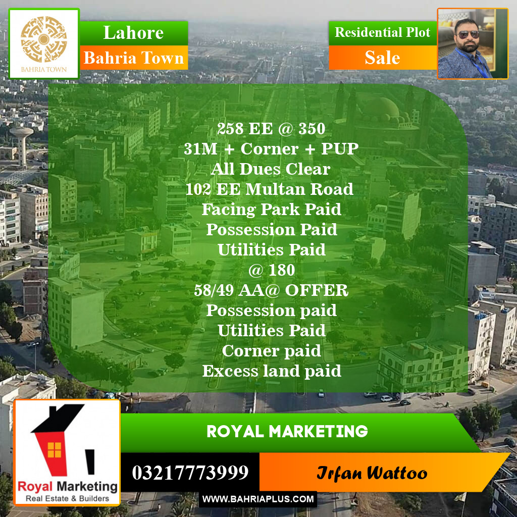 Residential Plot for Sale in Sector D - EE Block -  Bahria Town, Lahore - (BP-150808)