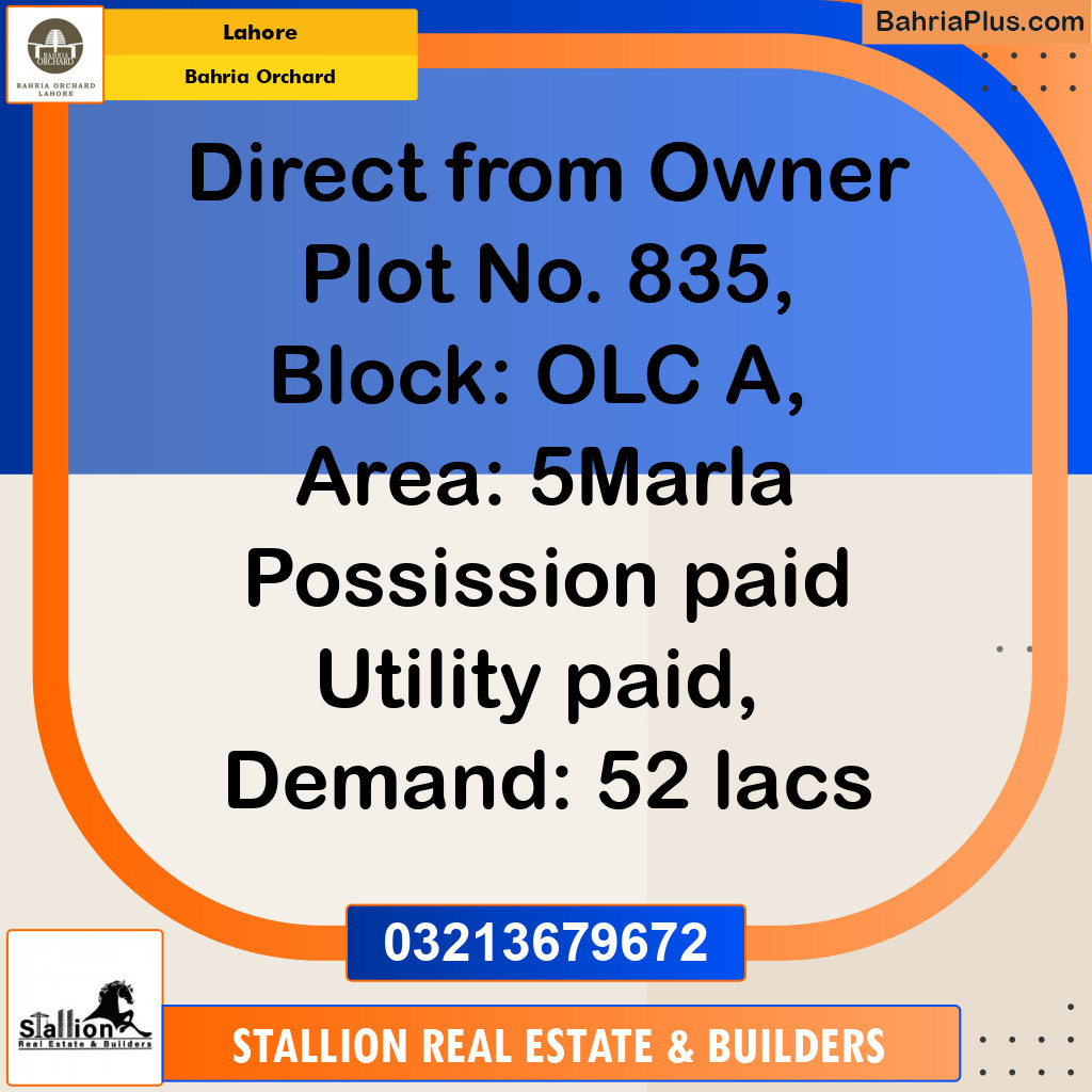 Residential Plot for Sale in Bahria Orchard, Lahore - (BP-150821)