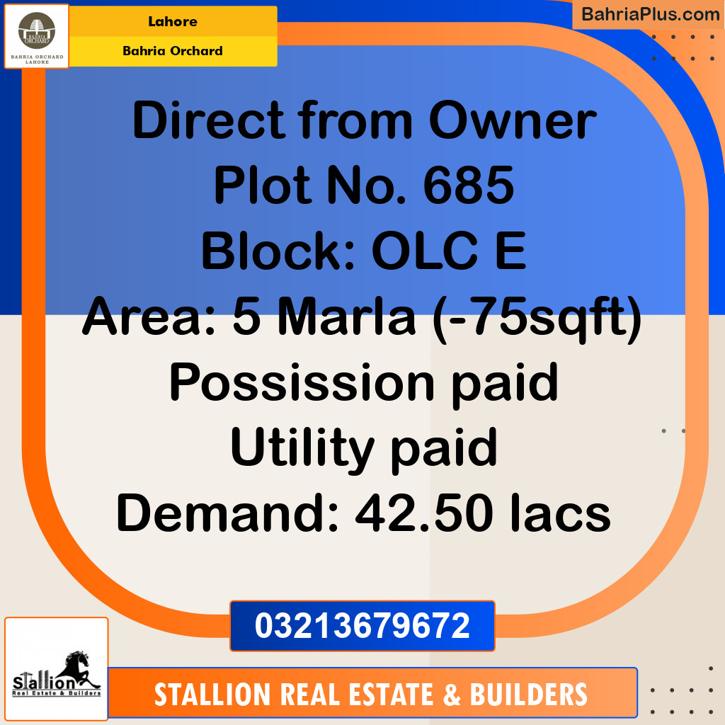 Residential Plot for Sale in Bahria Orchard, Lahore - (BP-150823)