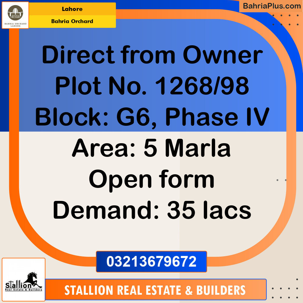 Residential Plot for Sale in Bahria Orchard, Lahore - (BP-150824)