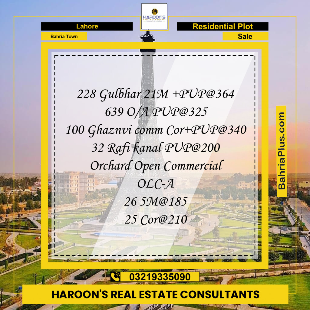 Residential Plot for Sale in Sector C - Gulbahar Block -  Bahria Town, Lahore - (BP-150854)
