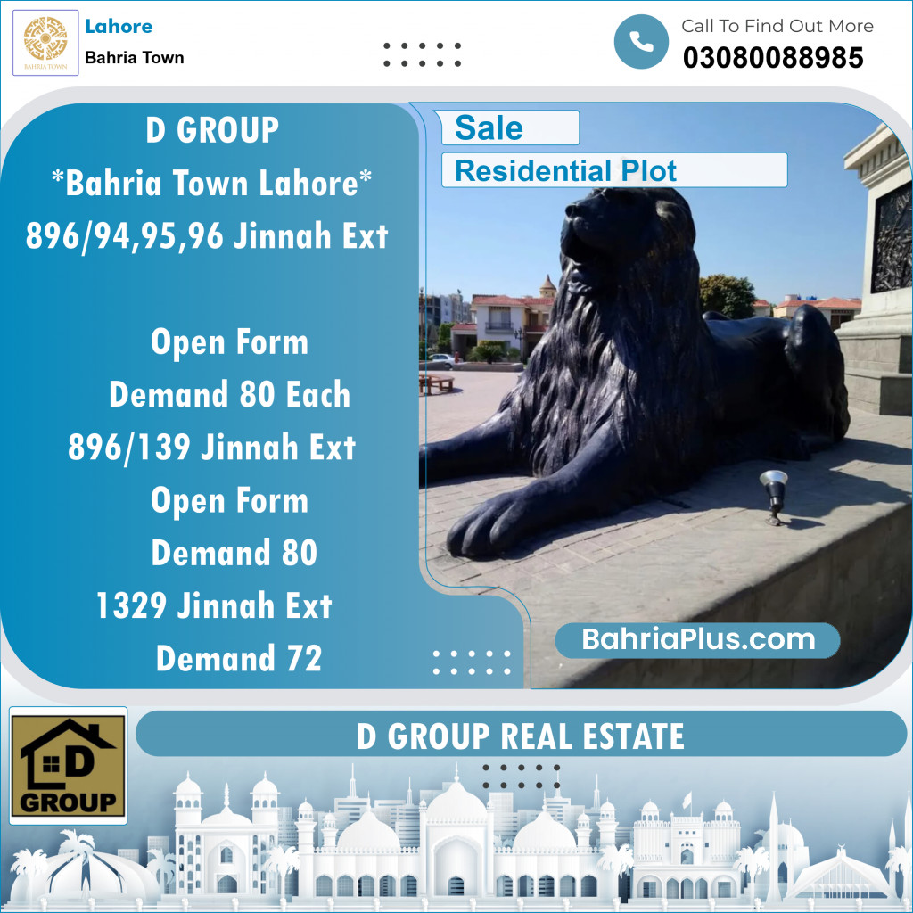 Residential Plot for Sale in Sector E - Jinnah Ext. Block -  Bahria Town, Lahore - (BP-150885)