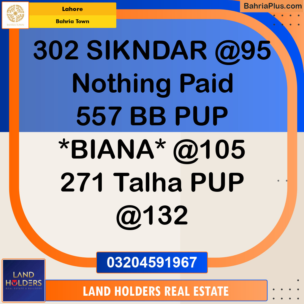 Residential Plot for Sale in Sector F - Sikander Block -  Bahria Town, Lahore - (BP-150892)