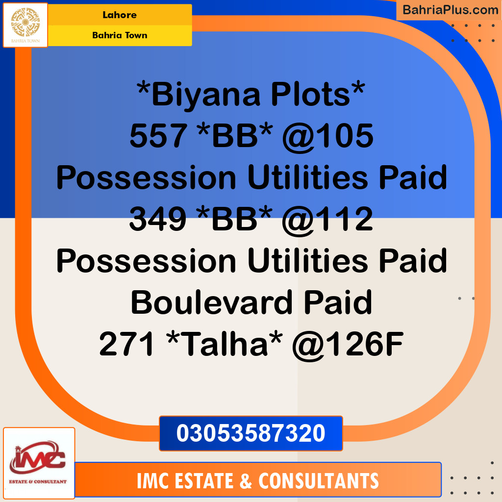 Residential Plot for Sale in Sector D - BB Block -  Bahria Town, Lahore - (BP-150949)