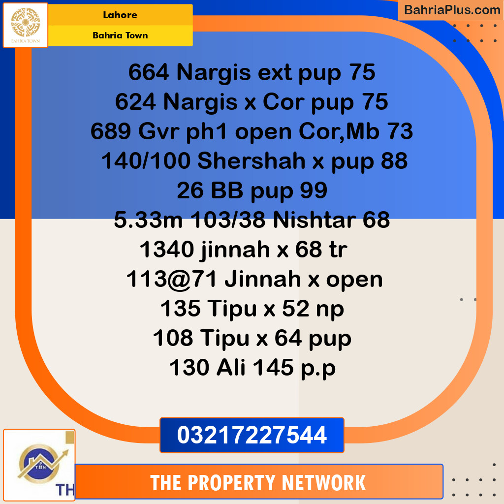 Residential Plot for Sale in Sector C - Nargis/Hussain Ext. -  Bahria Town, Lahore - (BP-150964)