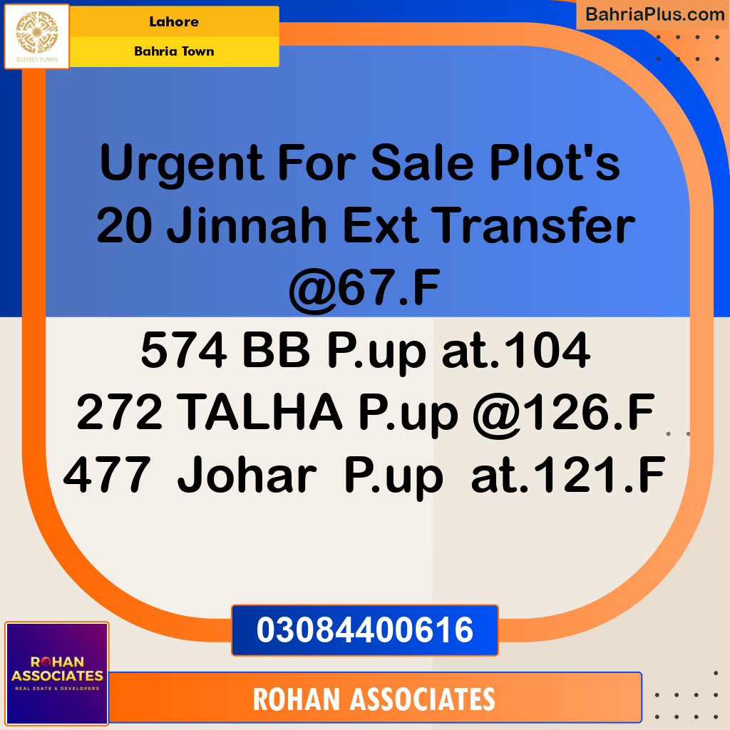 Residential Plot for Sale in Sector E - Jinnah Ext. Block -  Bahria Town, Lahore - (BP-150986)