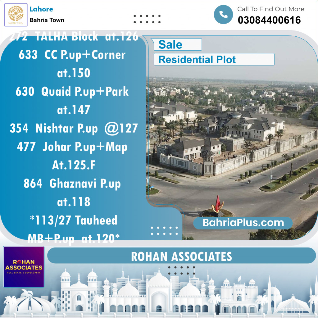 Residential Plot for Sale in Sector F - Talha Block -  Bahria Town, Lahore - (BP-150990)
