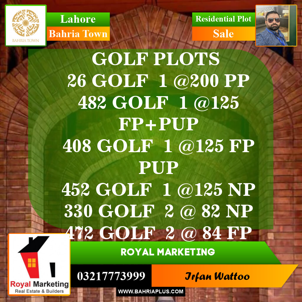 Residential Plot for Sale in Bahria Town, Lahore - (BP-151079)