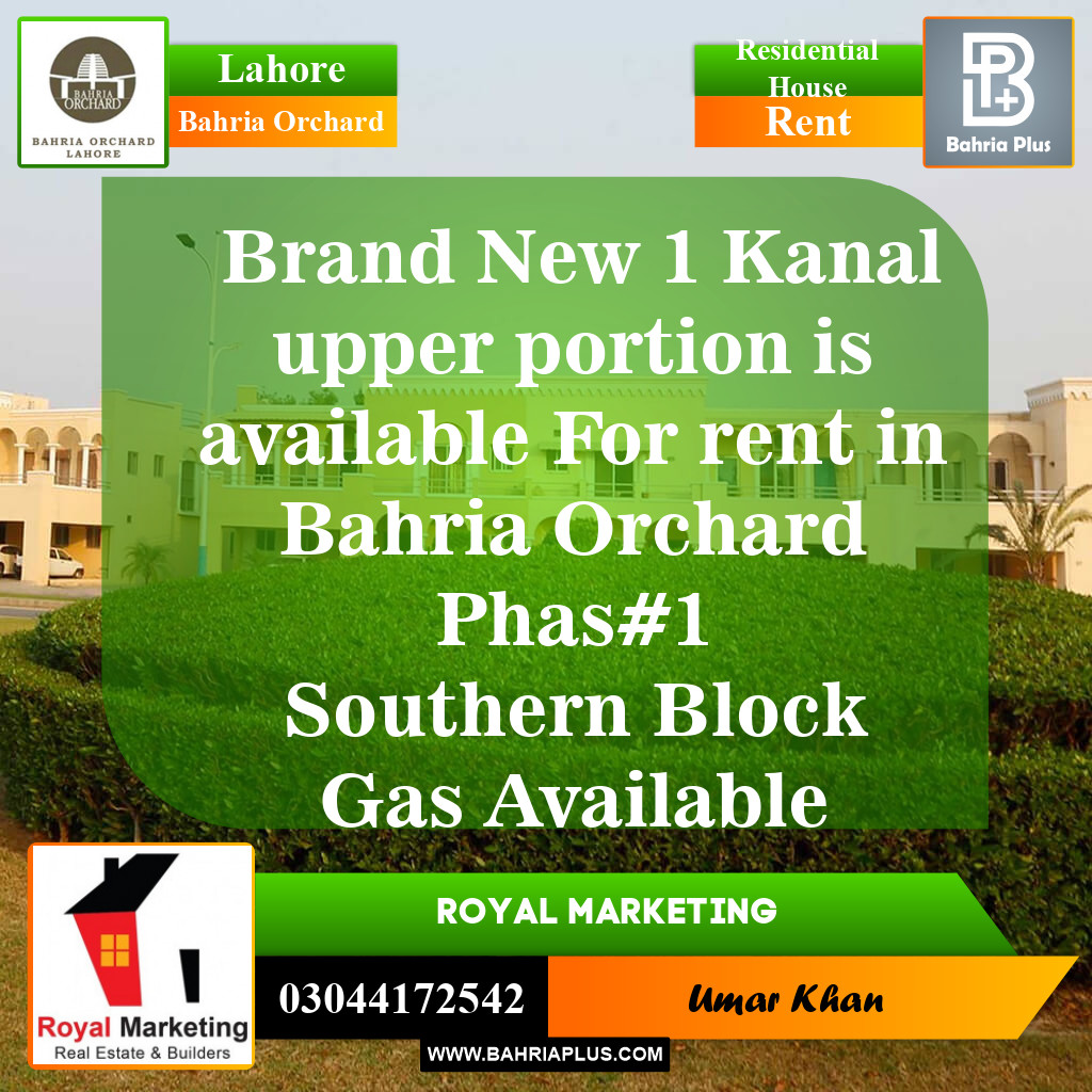 Residential House for Rent in Bahria Orchard, Lahore - (BP-151087)