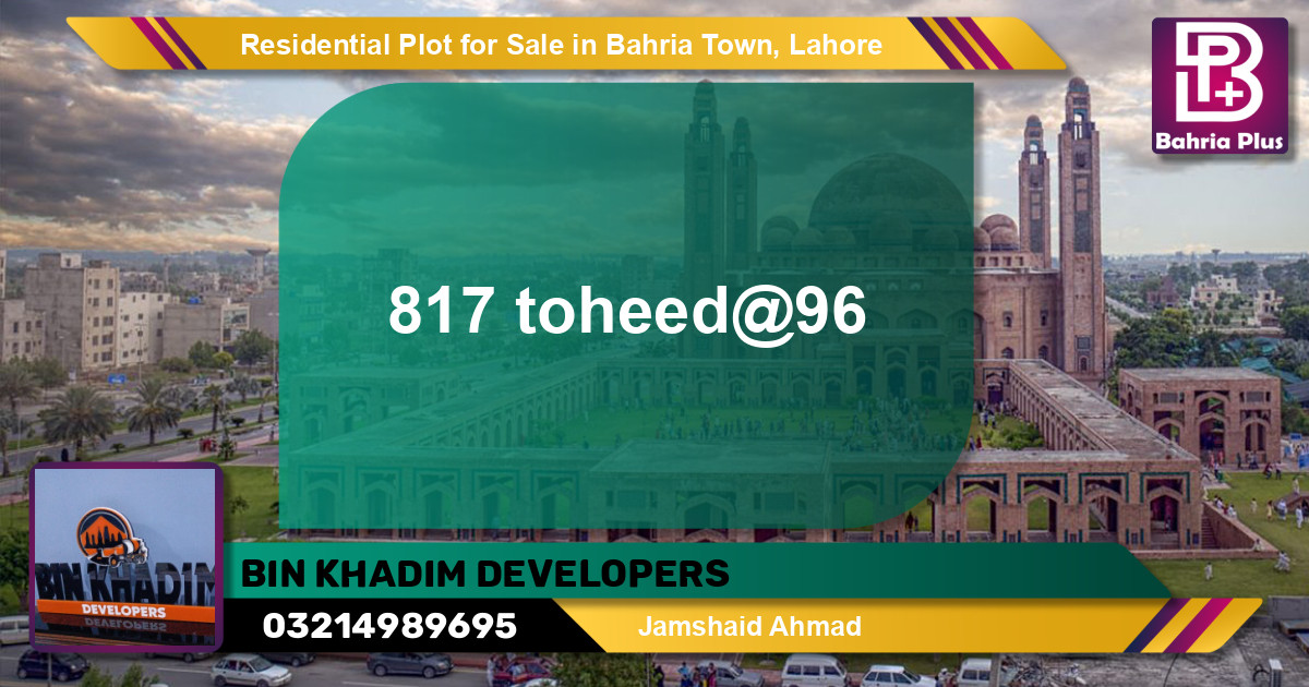 Residential Plot for Sale in Sector F - Tauheed Block -  Bahria Town, Lahore - (BP-151127)
