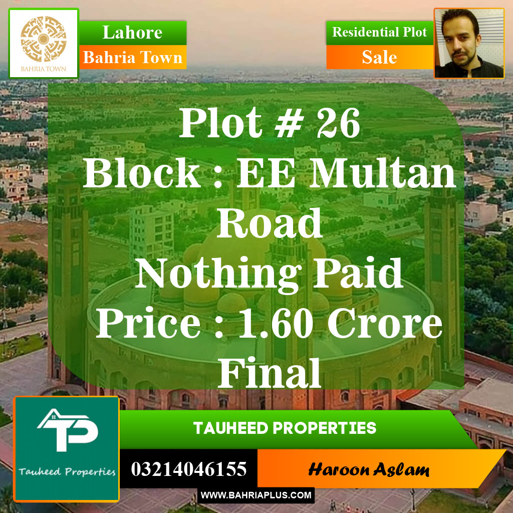Residential Plot for Sale in Sector D - EE Block -  Bahria Town, Lahore - (BP-151196)