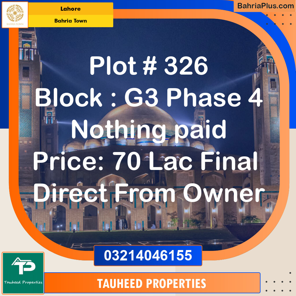 Residential Plot for Sale in Phase 4 - G3 Block -  Bahria Orchard, Lahore - (BP-151199)