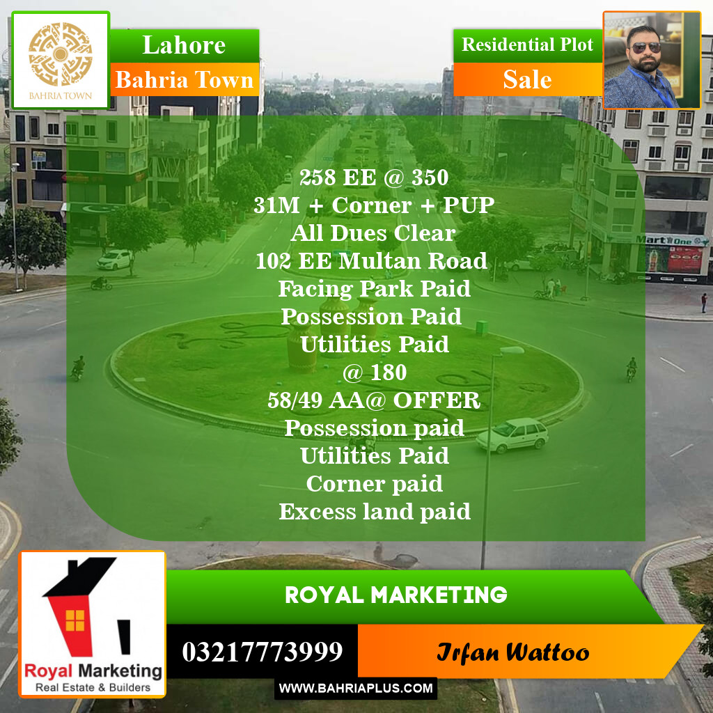 Residential Plot for Sale in Bahria Town, Lahore - (BP-151201)