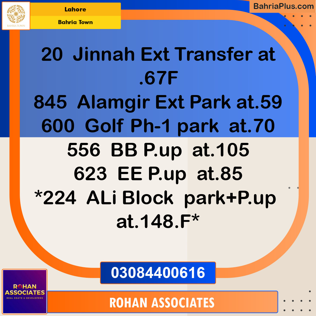 Residential Plot for Sale in Sector E - Jinnah Ext. Block -  Bahria Town, Lahore - (BP-151226)