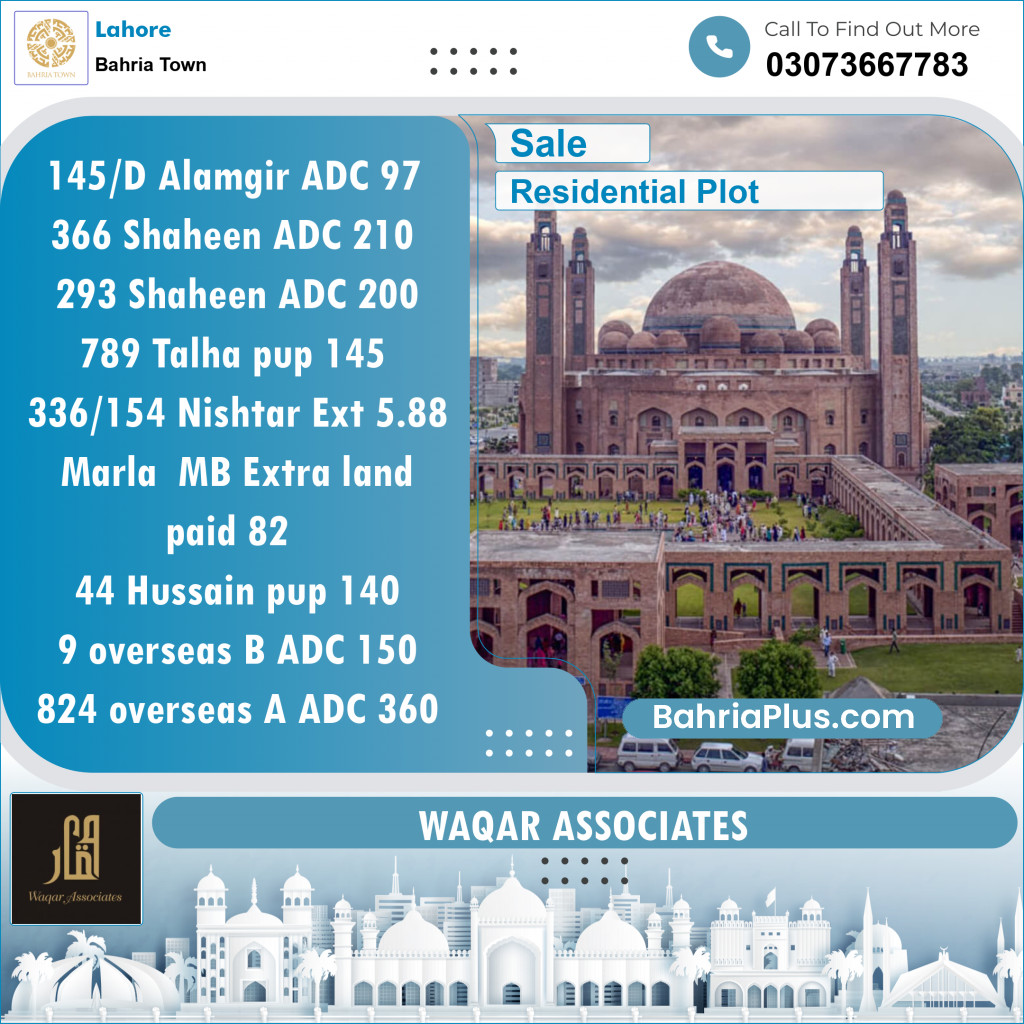 Residential Plot for Sale in Sector F - Alamgir Block -  Bahria Town, Lahore - (BP-151229)