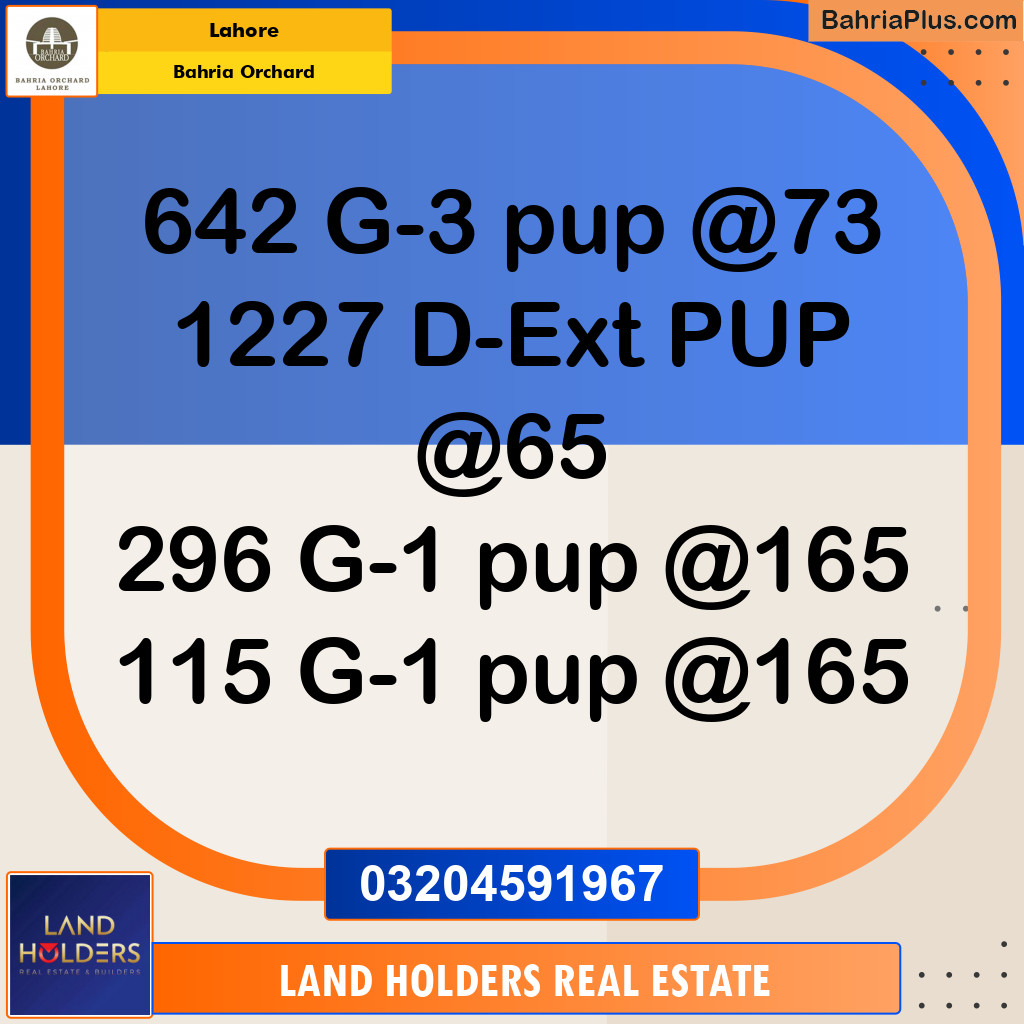 Residential Plot for Sale in Phase 4 - G3 Block -  Bahria Orchard, Lahore - (BP-151249)