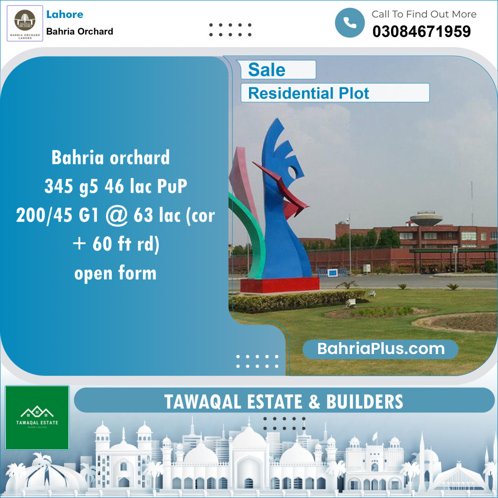 Residential Plot for Sale in Bahria Orchard, Lahore - (BP-151273)