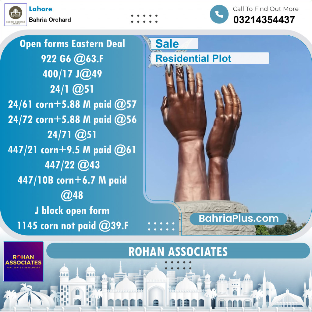 Residential Plot for Sale in Bahria Orchard, Lahore - (BP-151299)