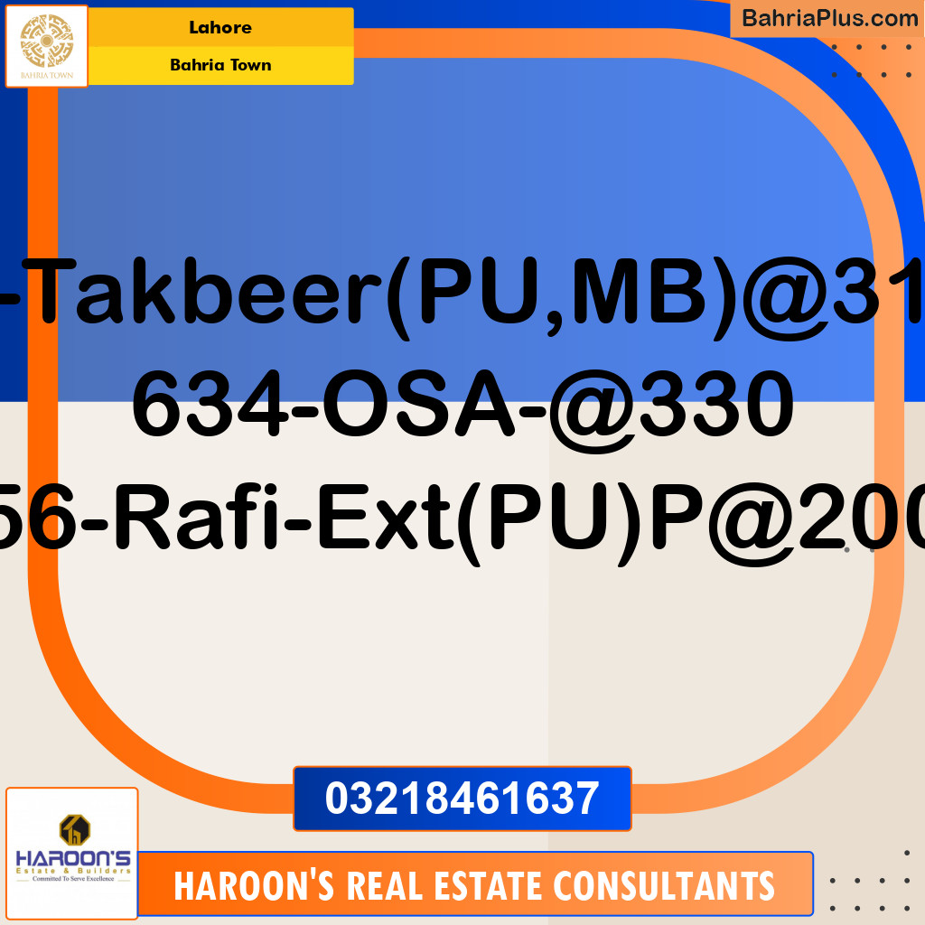 Residential Plot for Sale in Sector B - Takbeer Block -  Bahria Town, Lahore - (BP-151317)