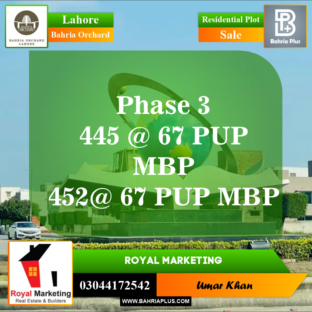Residential Plot for Sale in Bahria Orchard, Lahore - (BP-151355)