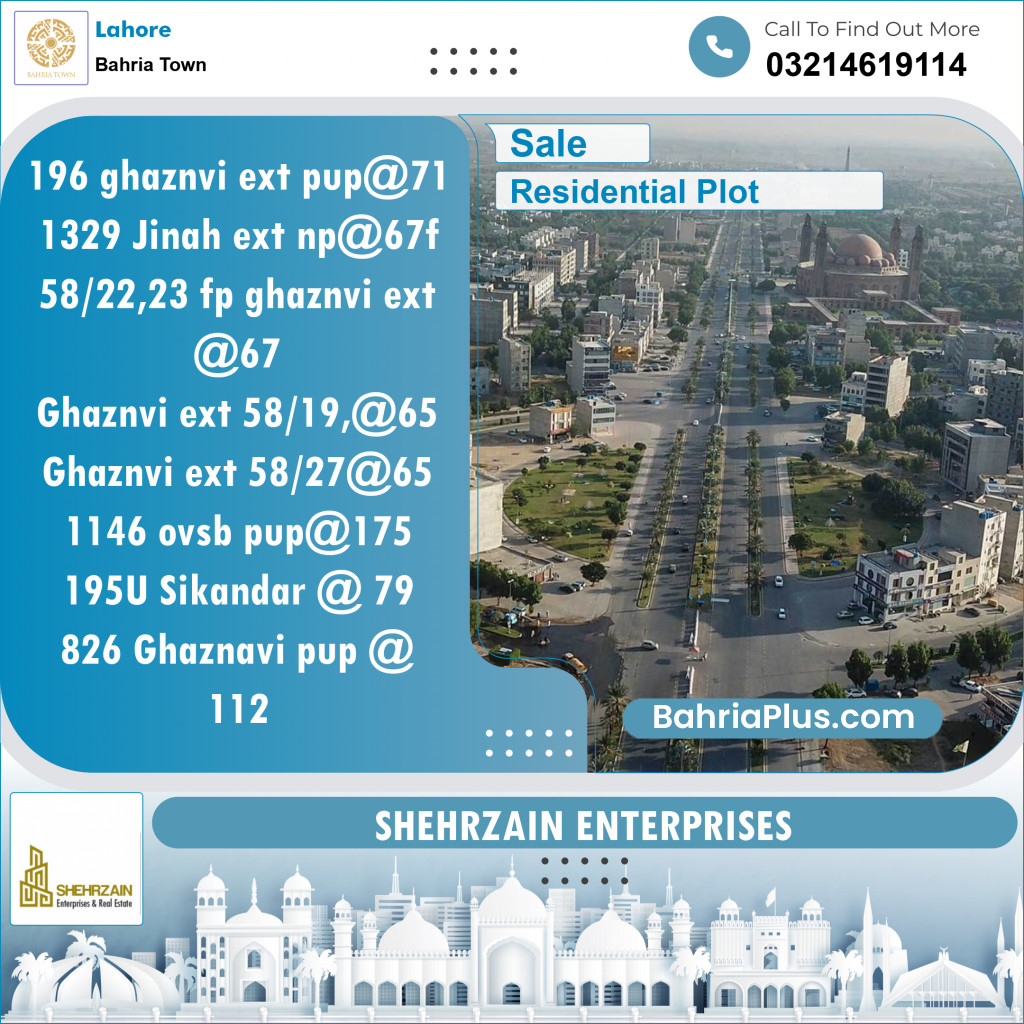 Residential Plot for Sale in Bahria Town, Lahore - (BP-151388)