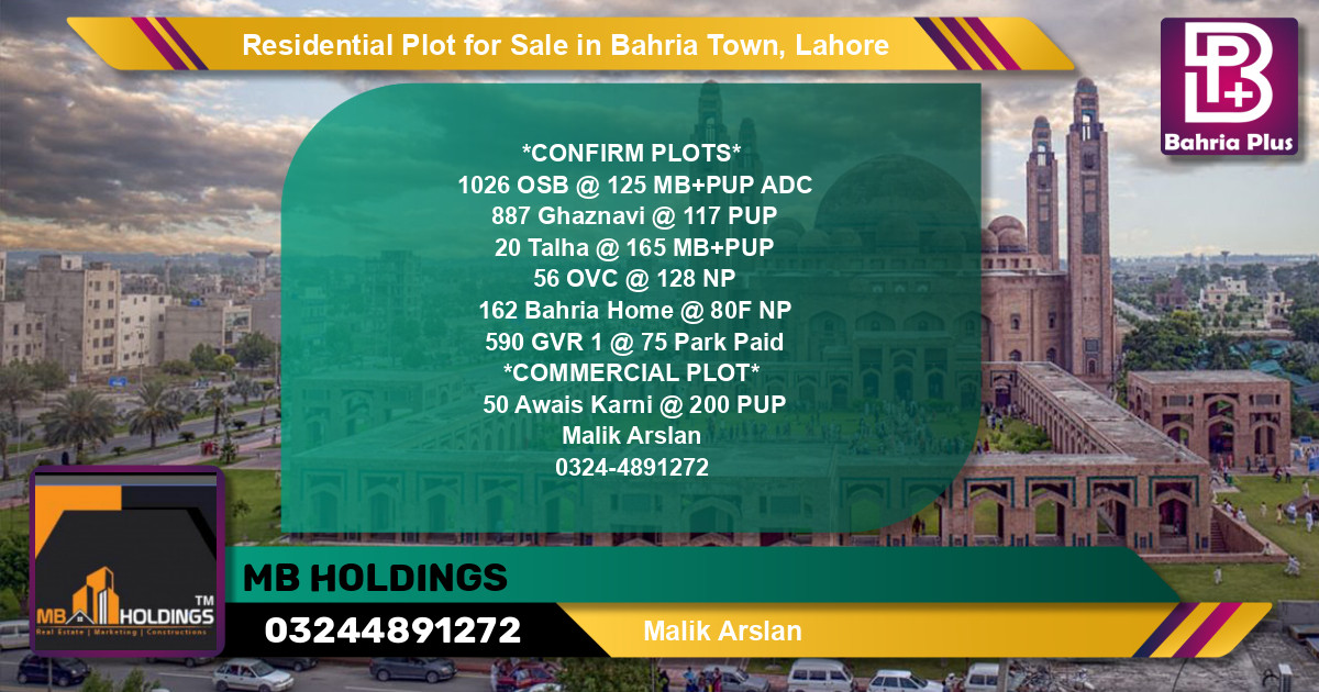 Residential Plot for Sale in Bahria Town, Lahore - (BP-151408)
