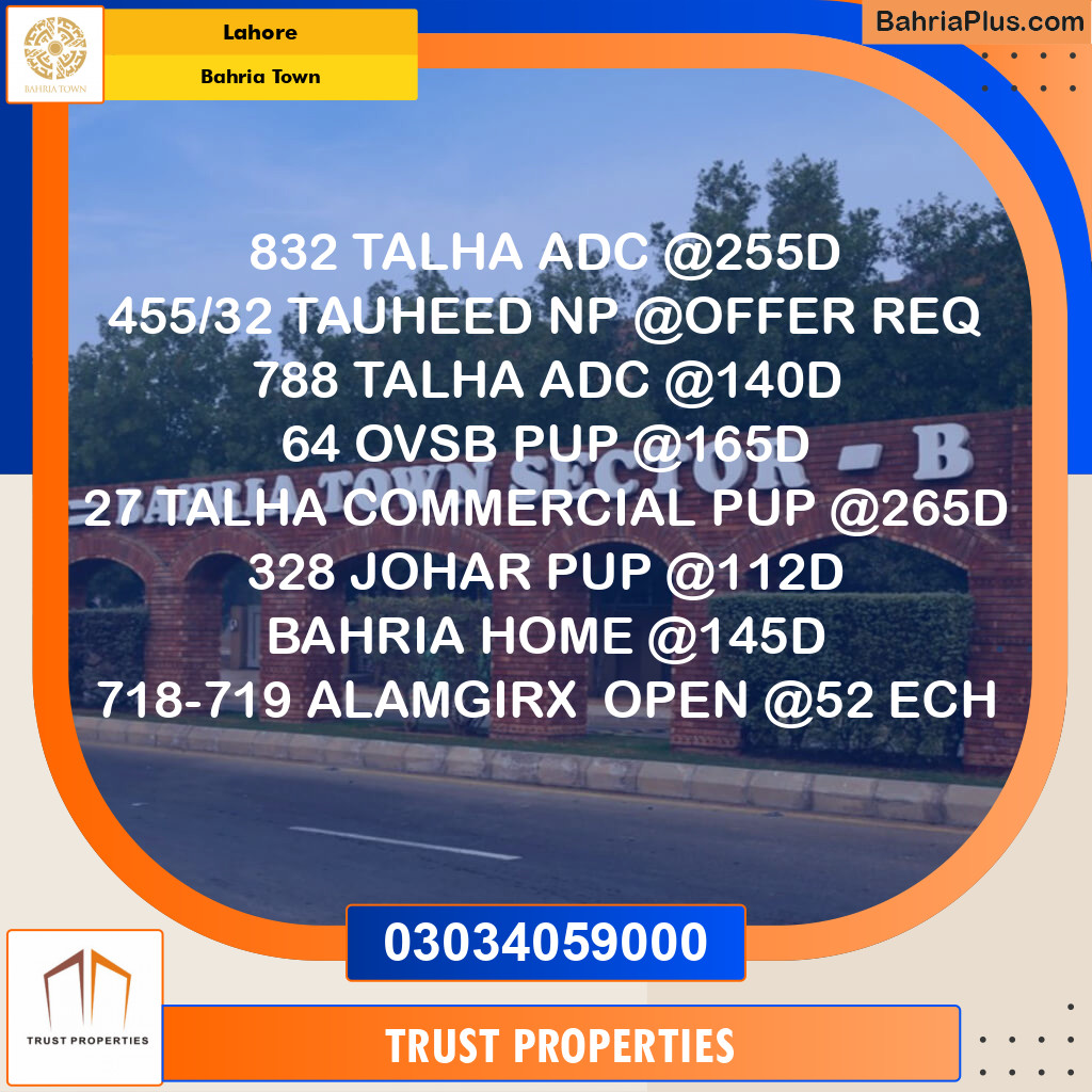 Residential Plot for Sale in Bahria Town, Lahore - (BP-151412)