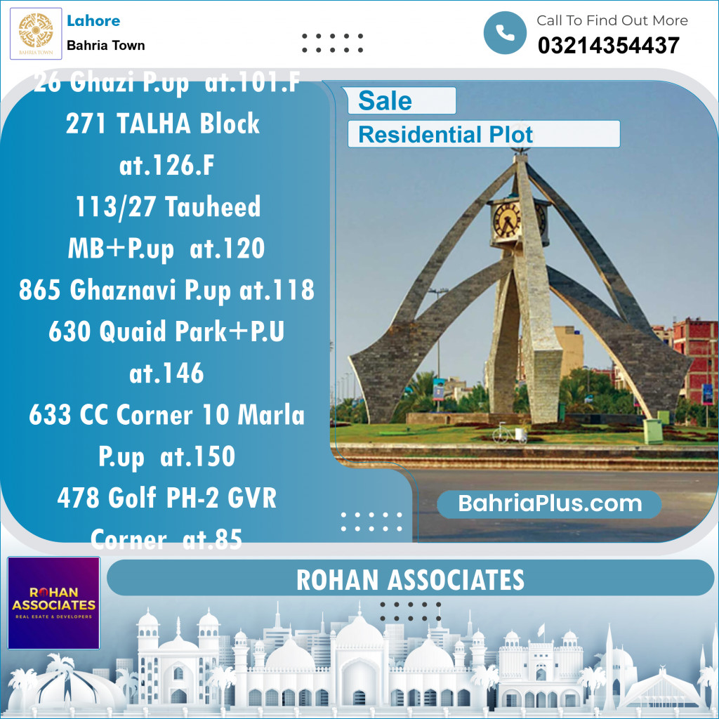 Residential Plot for Sale in Sector F - Ghazi Block -  Bahria Town, Lahore - (BP-151438)